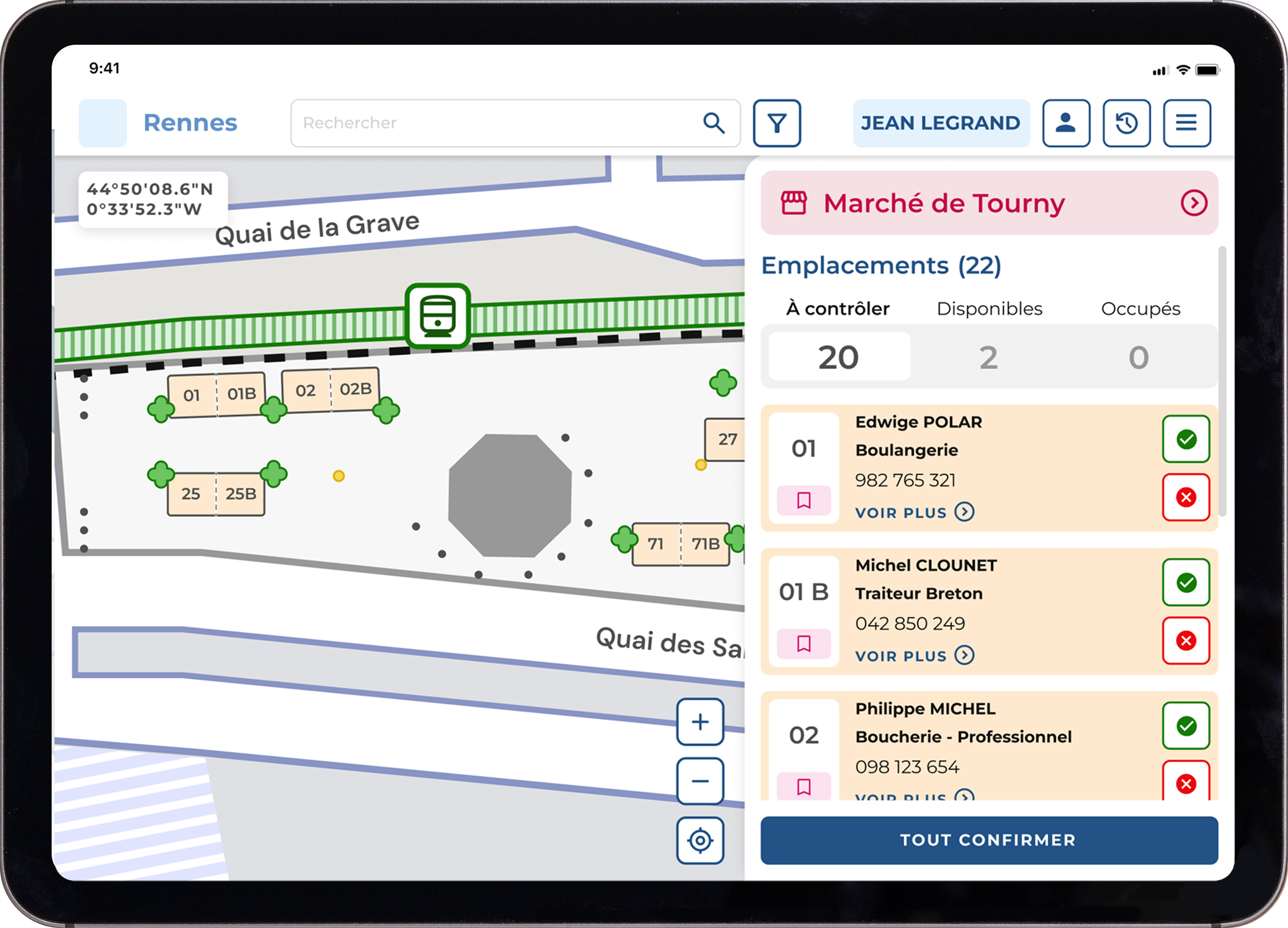 image de l'application dans une tablette